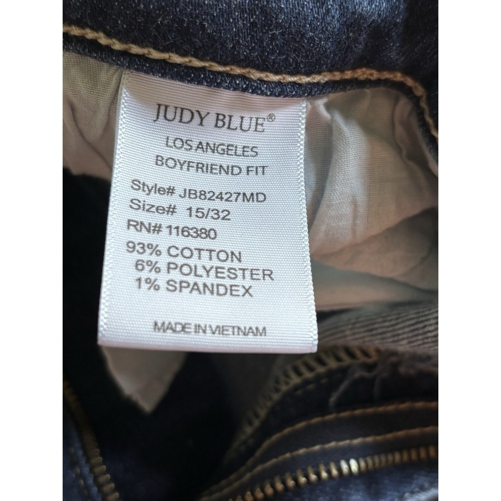 Judy Blue Boyfriend Jeans Junior 15/32 Distressed High Rise Stretch Denim EUC - Picture 4 of 11